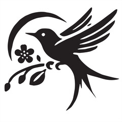 Silhouette of a bird on white background