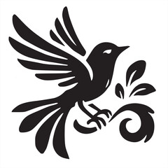 Silhouette of a bird on white background