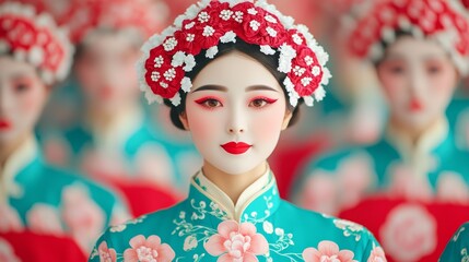 Vibrant Festival Costumes Fitting Session with Diverse Performers Trying on Colorful Attires