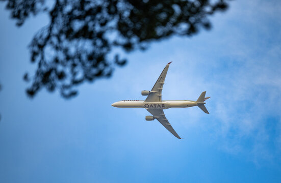 Qatar airways - plane in the sky