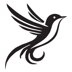 Silhouette of a bird on white background