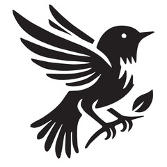 Silhouette of a bird on white background