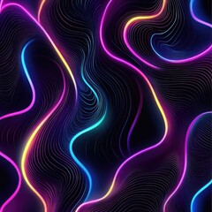 Obraz premium A colorful, neon-lit background with a wavy line that appears to be a wave