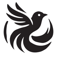 Silhouette of a bird on white background