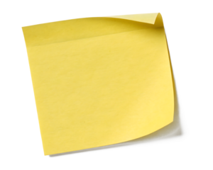 yellow sticky note isolated, transparent background png