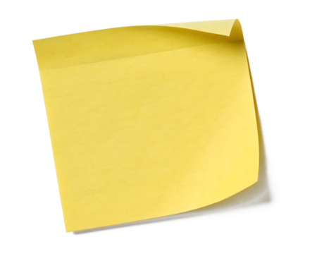 yellow sticky note isolated, transparent background png