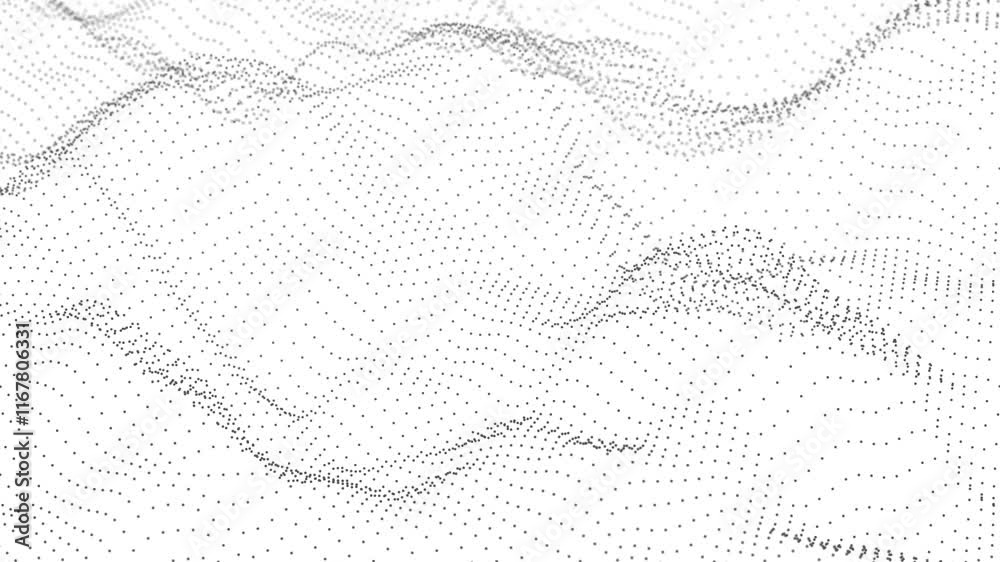 Poster dynamic wave with many dots. abstract motion background of dots. technology or science. 3d rendering