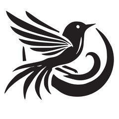 Silhouette of a bird on white background