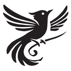 Silhouette of a bird on white background