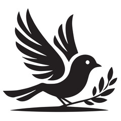 Silhouette of a bird on white background