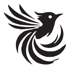 Silhouette of a bird on white background