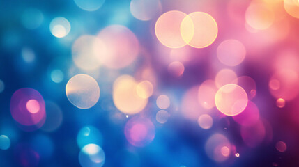 Obraz premium Abstract bokeh lights in soft blue pink and golden hues forming a glowing dreamy background with smooth blurred circular patterns 