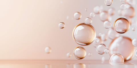 Fototapeta premium Floating bubbles create a serene atmosphere with soft colors in a tranquil setting