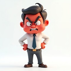 Angry Cartoon Businessman 3D Render
