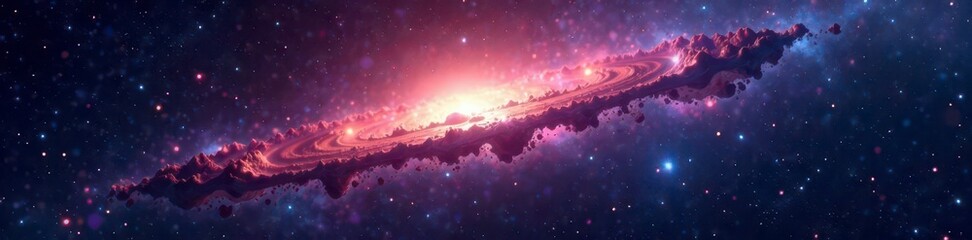 Distant galaxy shining bright in the vast dark expanse of space ,  universe,  galaxy,  astronomy