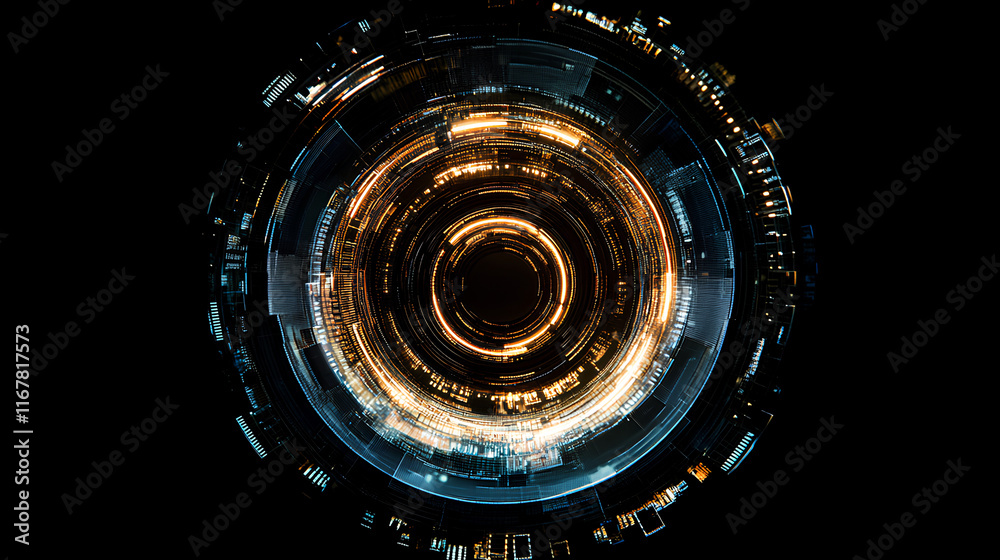 Canvas Prints creative digital tech circle on dark backdrop. big data and technology concept