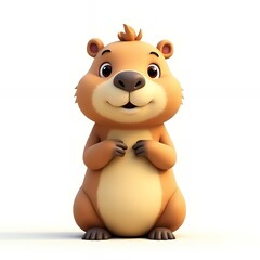 Fototapeta premium Adorable 3D Render of a Happy Marmot