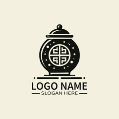Obraz premium Chinese Porcelain Logo Design, Oriental Vase Logo, Traditional Chinese Pottery, Ceramic Art Logo, Luxury Home Decor Logo