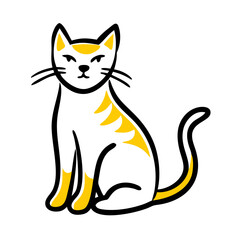 Obraz premium Stylized illustration of a sitting yellow and white cat