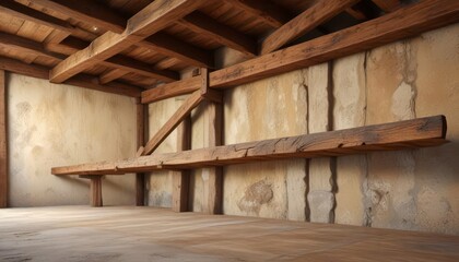 Wooden beams with rustic texture on a warm earthy background,  earthy tones,  rustic wooden beams,  cozy atmosphere