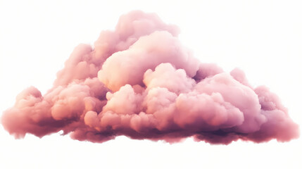 A large, fluffy pink cloud isolated on a white transparent background. Clouded. Illustration