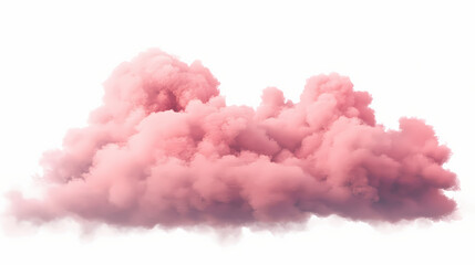 A large, fluffy pink cloud isolated on a white transparent background. Clouded. Illustration