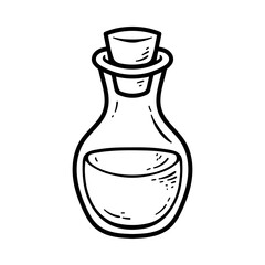 small potion bottle isolated drawing line art style sketch classic vintage design illustration