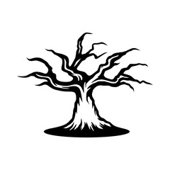 old dead tree isolated drawing line art style sketch classic vintage design illustration