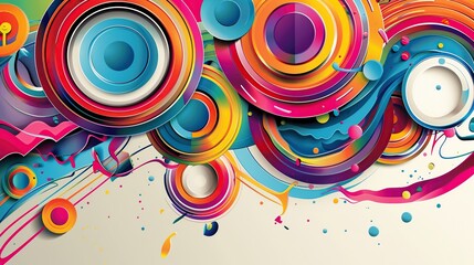 Fototapeta premium Artistic expression through circular and colorful design black 