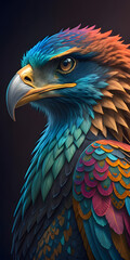 Fototapeta premium Close up of an eagle and a pheasant with detailed feathers and beaks, showcasing wildlife in a vibrant, isolated illustration