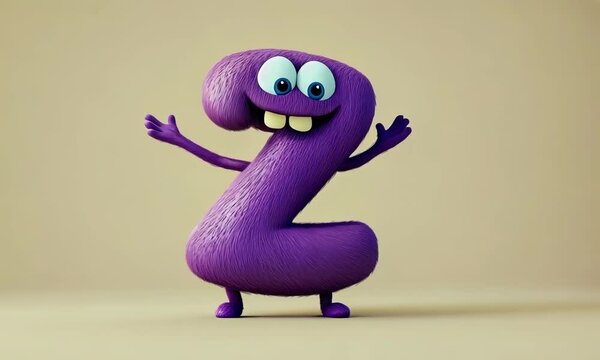 3D child animated dancing character mascot letter z on flat beige background