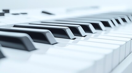 White Piano Keyboard Close-up
