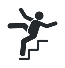 Warning falling off stairs sign