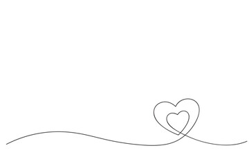 Hearts continuous one line art drawing, Symbol of love one line for valentine's day concept