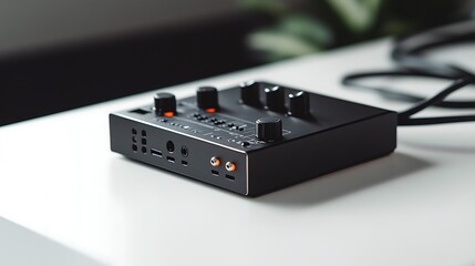 Fototapeta premium Black Audio Interface with Orange LEDs