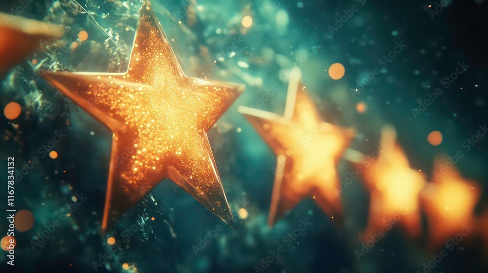Canvas Prints a row of stars surrounded by faint sparkles, evoking a magical, celestial theme.
