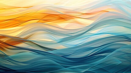 Horizontal waves background in hues of light blue, dark amber, and eggshell, abstract and vibrant