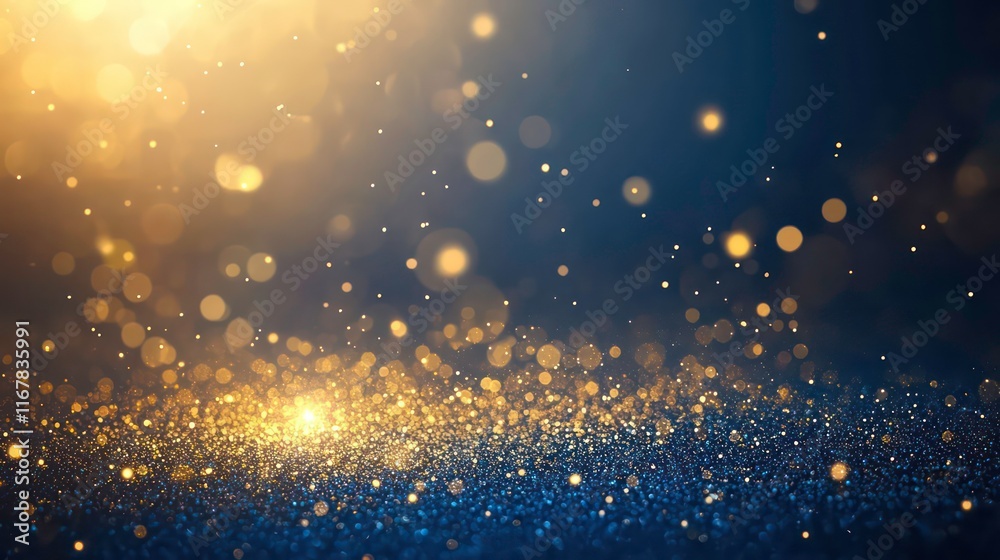 Canvas Prints abstract background with dark blue and gold particle. christmas golden light shine particles bokeh o