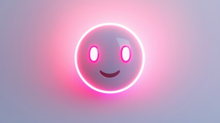Fototapeta premium Artificial Intelligence Chatbot Concept. A glowing smiley face icon illuminated with a pink hue.