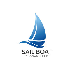 Modern and minimal boat logo icon, beach island vector template