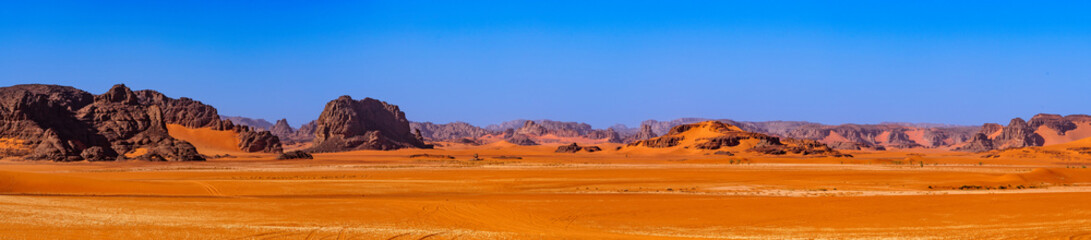 Tadrart Rouge, meaning Red Mountain, a mountain range in southeastern Algeria, part of the Algerian...