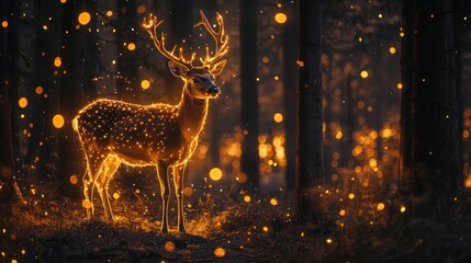 Glowing Deer in a Magical Forest