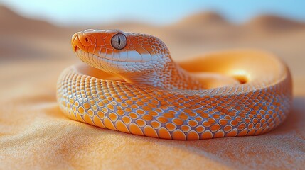 Fototapeta premium Detailed image of a snake moving through the desert