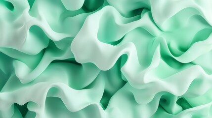 Obraz premium Soft mint green fabric drapes creating a textured, flowing appearance suitable for various design projects