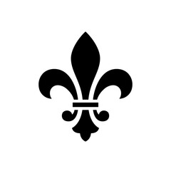 Fleur de lys black icon. Stylized glyph isolated on white background.