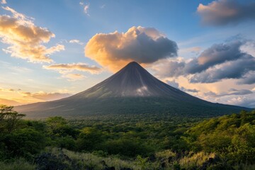 Fototapeta premium Mountain with a cloud on top