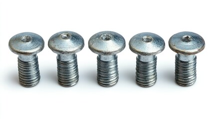 Five  metal  bolts  in  a  row  on  a  white  background.