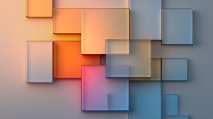 Abstract Overlapping Squares in Soft Colors