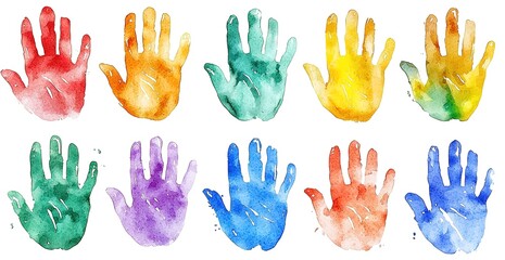 Fototapeta premium Colorful Handprints - Perfect for Diversity, Unity, and Children's Art Projects