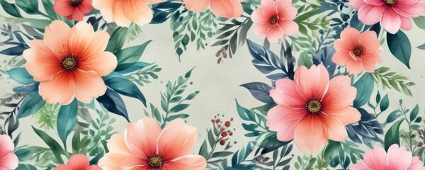 Colorful watercolor floral patterns on textured background, floral patterns,  abstract designs,  patterned backgrounds